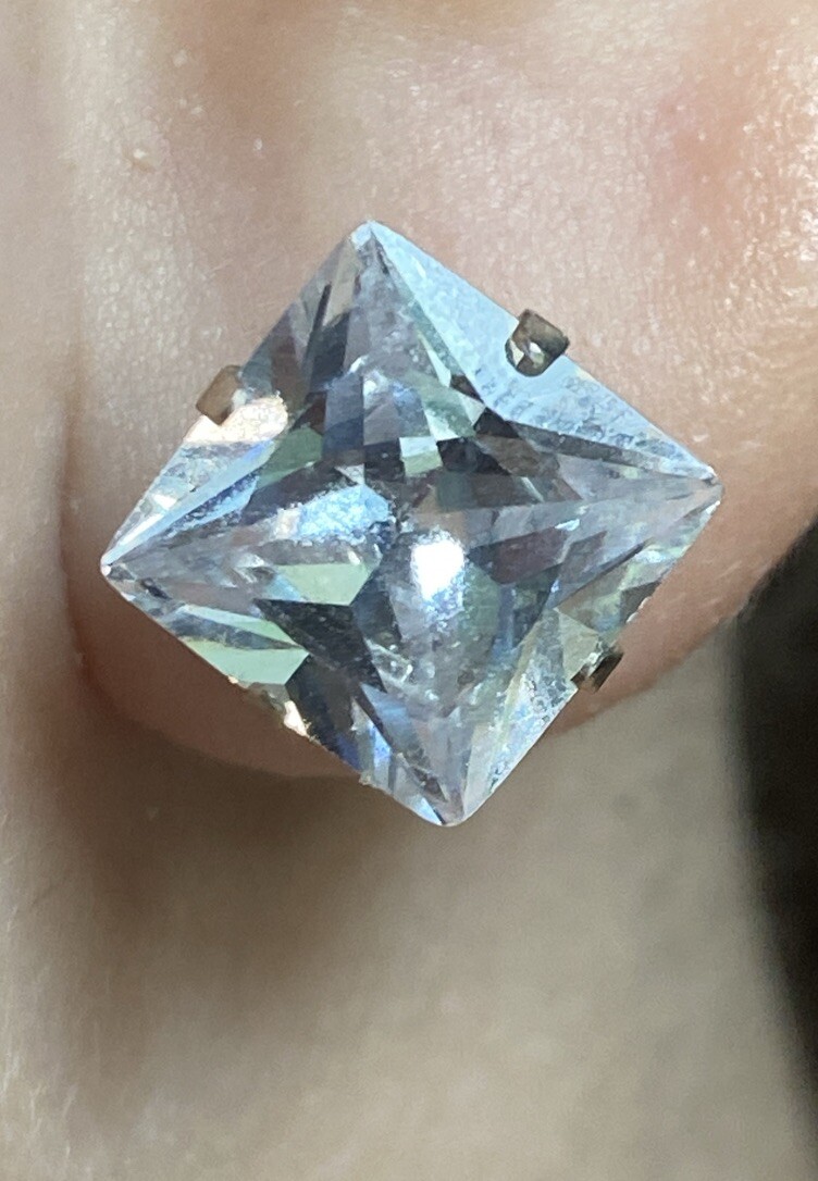 Large Sterling Silver 925 Stud Rhinestone Earrings - image 6