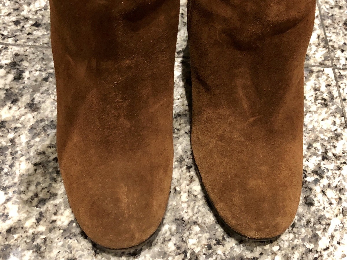 MIU MIU by PRADA Brown Suede Embroidered Tall Boots | eBay