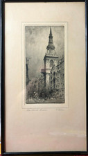 Bow Church London by F. Robson Antique 1900s mounted engraving