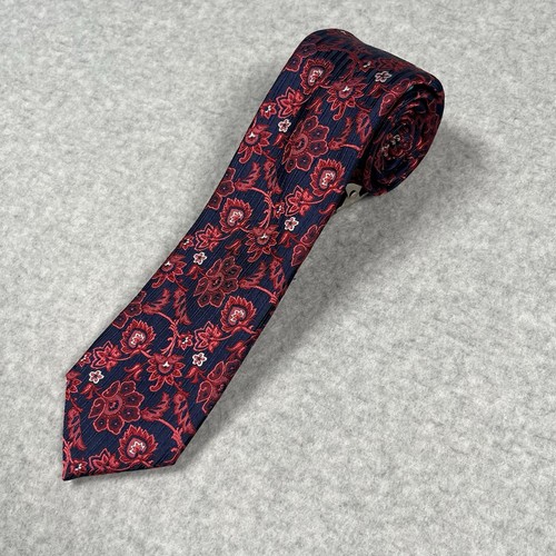 Cravatta Ted Baker London blu rosso bianco floreale 100% seta Pasqua - Foto 1 di 4