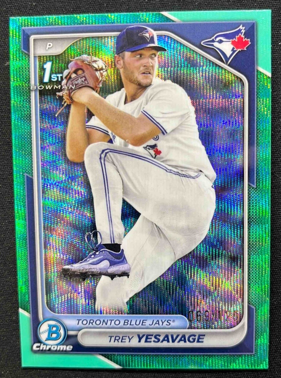 2024 Bowman Draft Trey Yesavage Chrome Aqua Wave /125 #BDC-92 1st Blue Jays