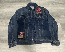 Polo Ralph Lauren Denim Jacket Kids 8 Blue USA Flag Embroidered Patches Trucker