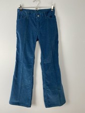 Vintage Levi's Flare Corduroy Pants Womens 27X28 Blue Cords 70s White Tab Hemmed