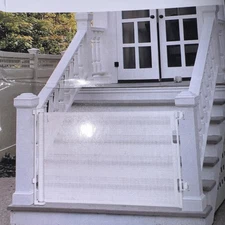 Weatherproof Outdoor Retractable Dog Gate 55" Wide Retractable Baby Gate (GREY)