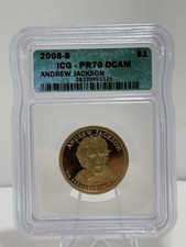 2008 S Andrew Jackson US Presidential Proof Dollar Coin  ICG PR70 DCAM