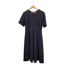 Quince Women Ultra-Stretch Ponte Short Sleeve Midi Dress Navy Basic Sleeved L