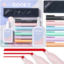 8 in 1 Dry Erase Markers Set, Includes 6 Count Vibrant Color Dry Erase Markers w