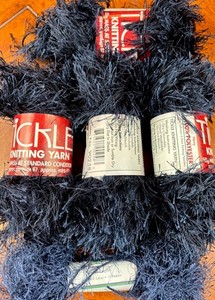 TICKLE Eyelash Yarn LOT 180 Deep Navy 4 Skeins