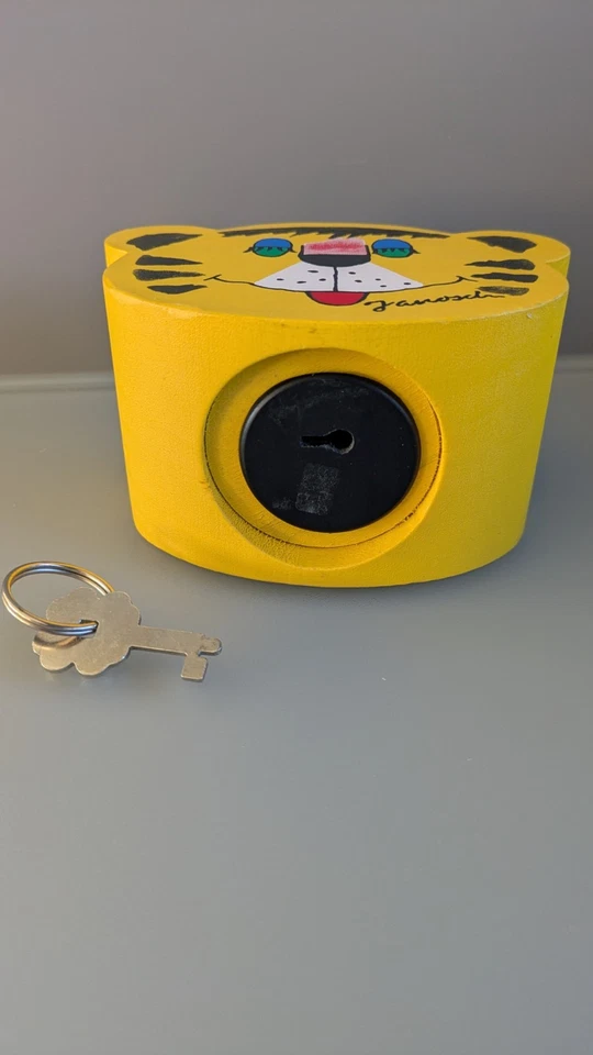 Janosch Spardose Tiger 🐯 aus Holz + Schlüssel – sehr guter Zustand - Bild 3 von 4