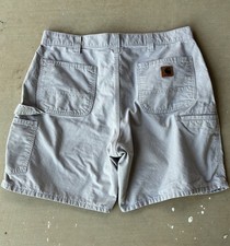 Vintage CARHARTT B144 Utility Shorts Mens 36 Tan Loose Fit Canvas Work Carpenter