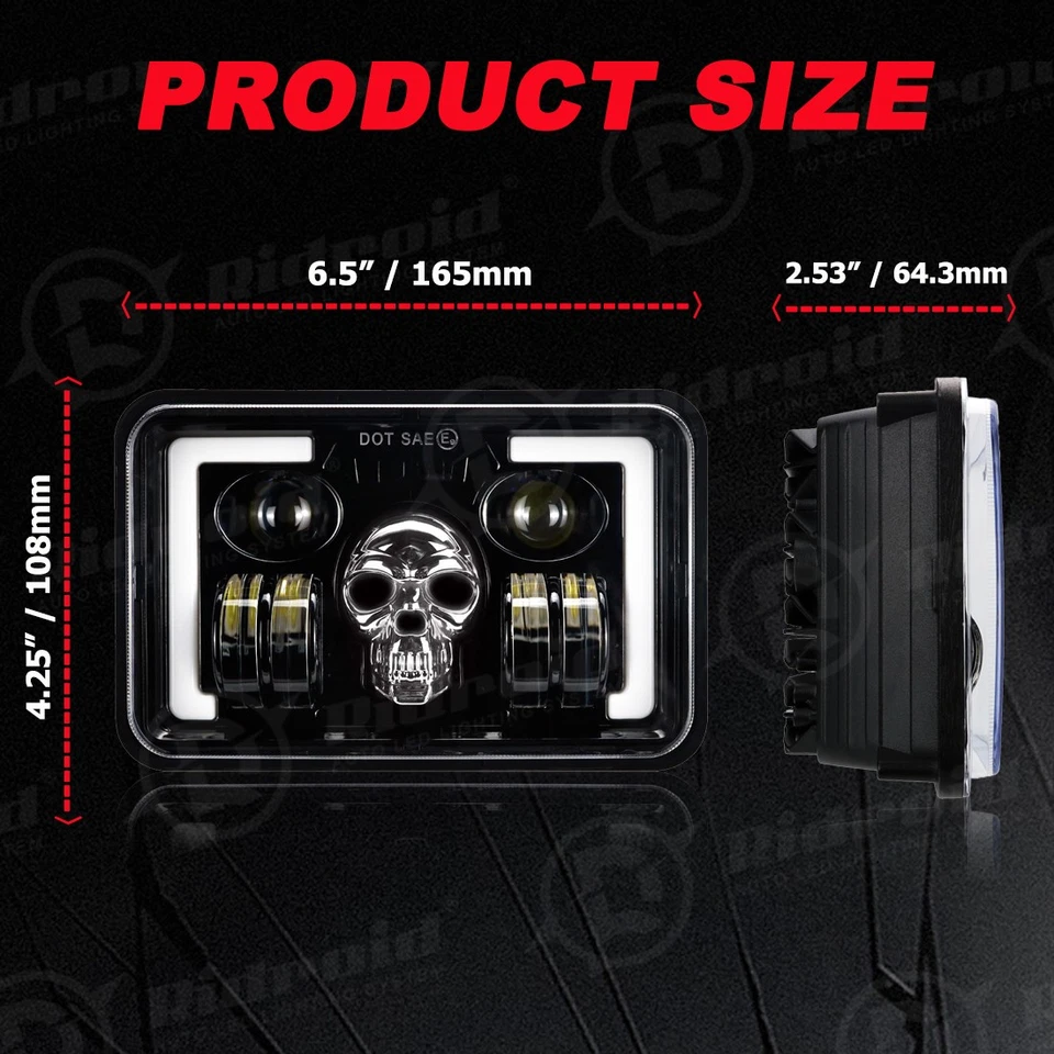 4PCS 4x6" RGB LED Headlights Hi/Lo Beam for 1980-1988 Oldsmobile Cutlass Supreme Foto 2 de 4