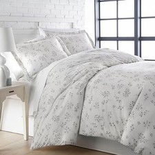 Floral Duvet Cover Queen Size/Full Size, Hotel Full / Queen Sweet Florals Grey