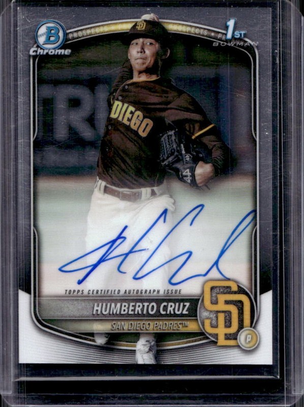 2025 Bowman Humberto Cruz Chrome Auto Autograph 1st Prospect #CPA-HC Padres