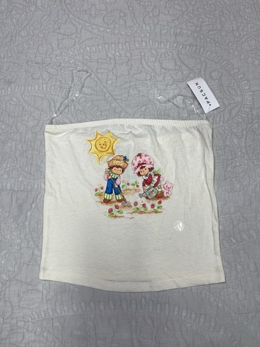 Strawberry Shortcake x PacSun Tube Top Crop Tank Sz S Vintage Y2K Style STAINED* - Picture 2 of 9