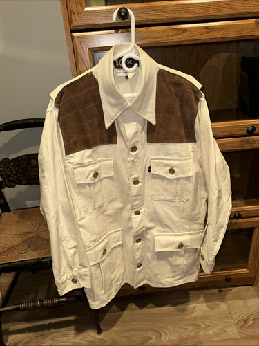 VTG 10X Leisure Shooting Jacket Tweed Cotton/Suade Shoulders 46 1970's