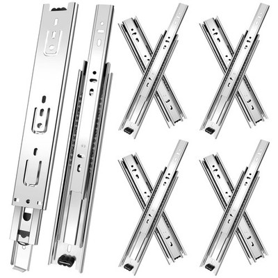 16 inch Drawer Slides 4 Pairs (8pcs) 3 fold Full Extension Side Mount Cabinet...