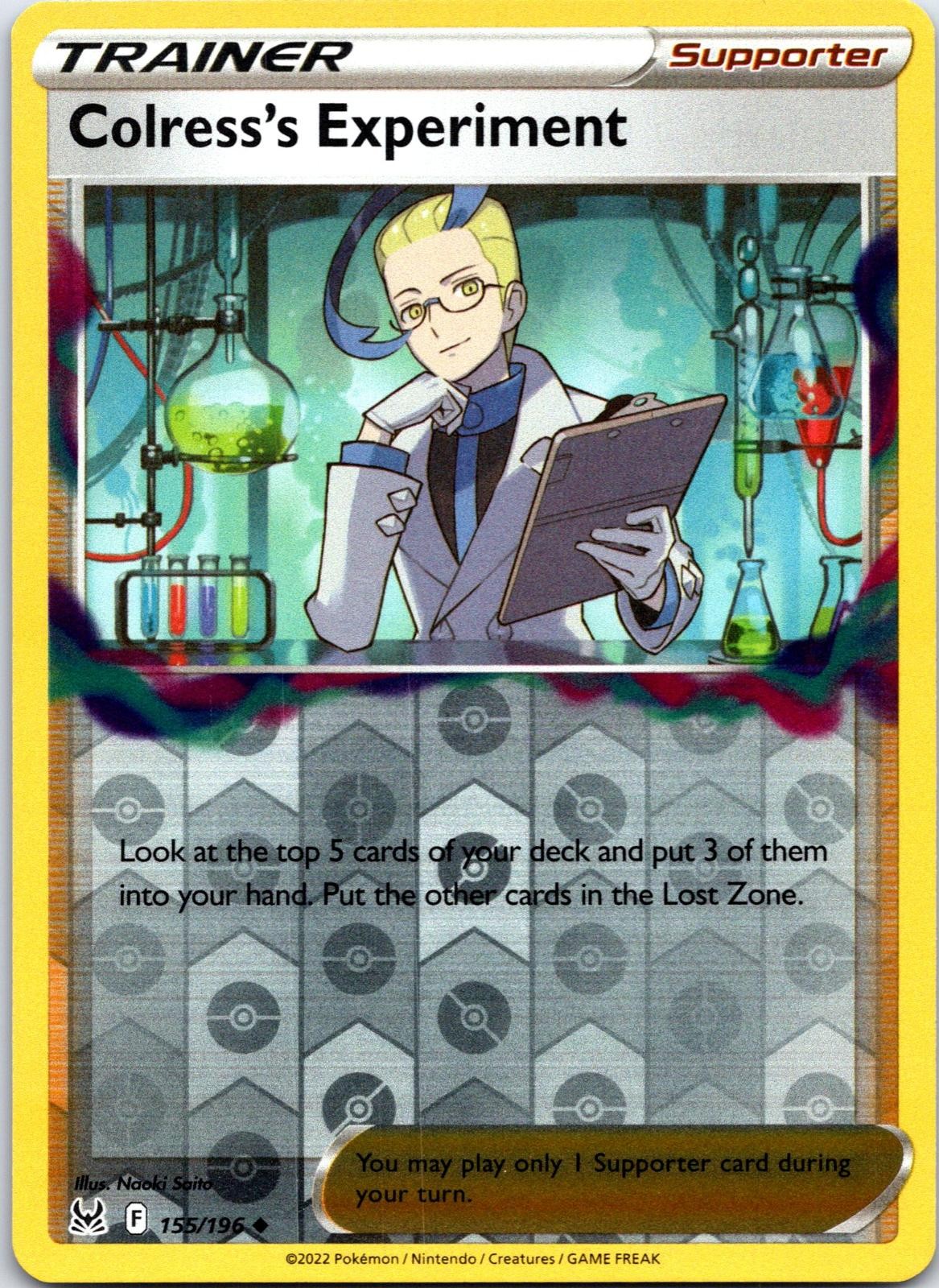 Colress's Experiment 155/196 Uncommon Lost Origin Pokemon Reverse Holo NM
