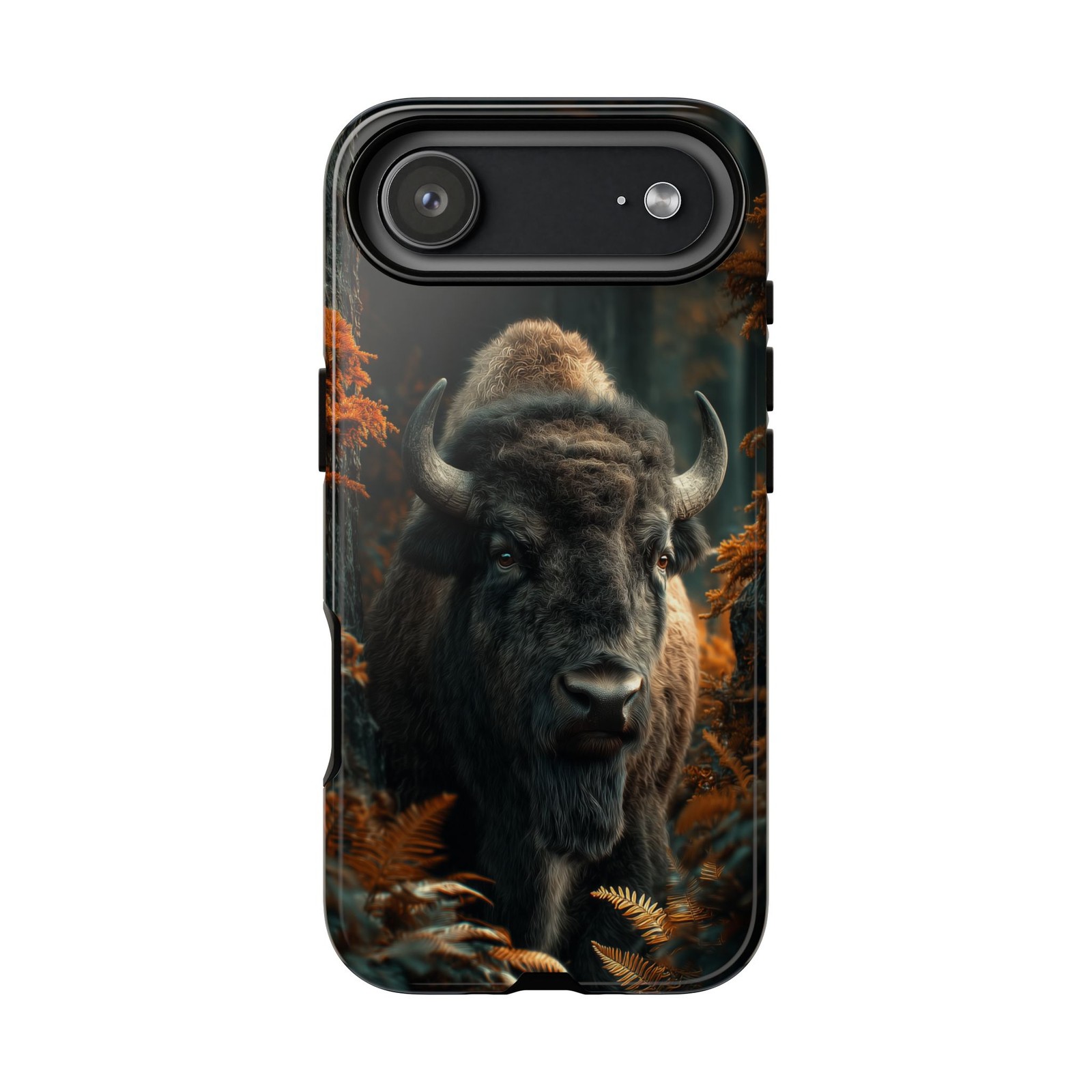 For iPhone / Galaxy / Pixel | Phone Case - Bison Wilderness Trees Scene