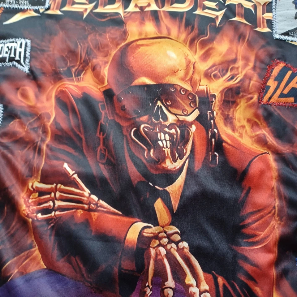 megadeth slayer pantera metallica metal denim battle jacket vest sleeveless - image 3 of 4