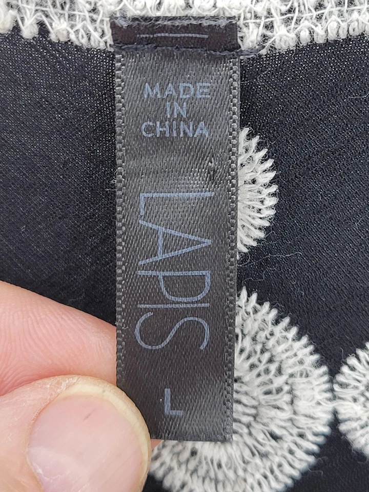 Top de lapislázuli para mujer grande negro marfil bordado cuello en V boho campesino popover Foto 3 de 4