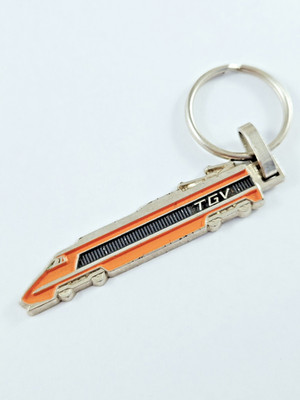 SCHLÜSSELANHÄNGER - TGV 001 - SNCF Hochgeschwindigkeitszug - Metall LACKIERT Vintage 80er Jahre -