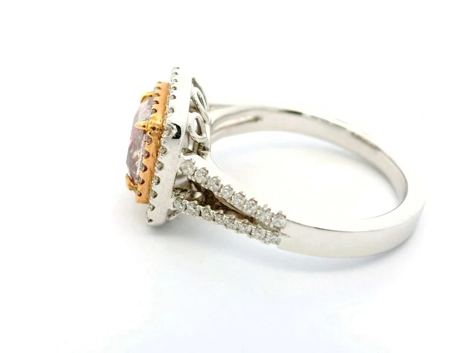 Anillo de Navidad de 1,52 quilates de oro blanco de 14 quilates de lujo natural marrón púrpura diamante talla 7 Foto 2 de 4