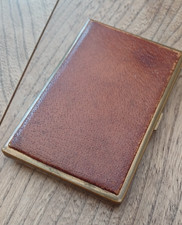 Vintage Cigarette Case Swiss Made AGME Metal Padded Brown /Tobacciana