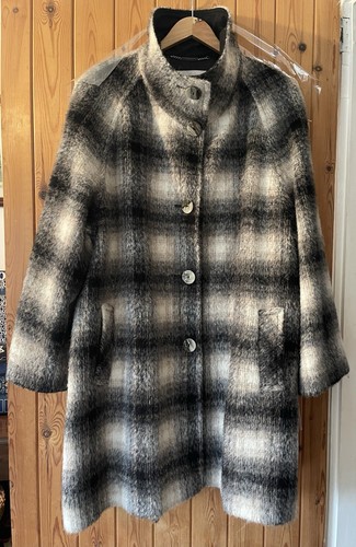 Ladies Windsmoor Black White Alpaca Virgin Wool Mix 3/4 Length Coat. UK Size 20 - Picture 1 of 9