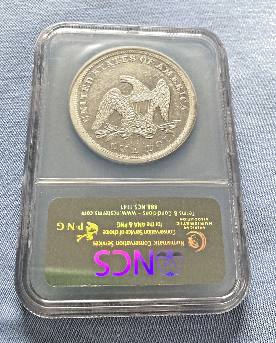 1843 Seated Liberty Dollar NGC-NCS XF Details Improperly cleaned