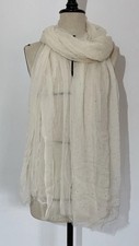 DELICATE UNBRANDED women s Silk Sheer Studded Scarf In Brown 96"/43" EX.CON