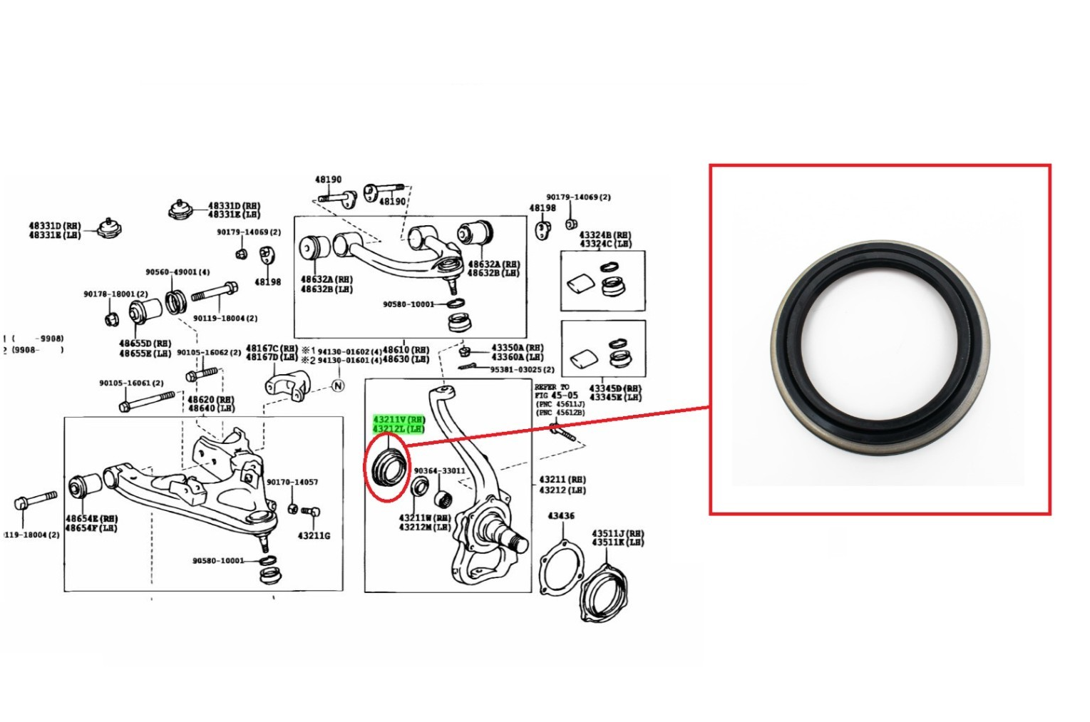 for TOYOTA LAND CRUISER KDJ120/125 3.0TD FRONT STEERING KNUCKLE SEAL INNER 2002+