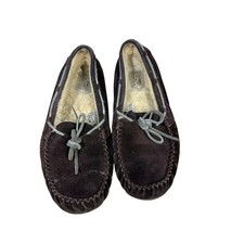 UGG Australia Dakota Espresso Brown Suede Sheepskin Moccasin Slippers Womens 9