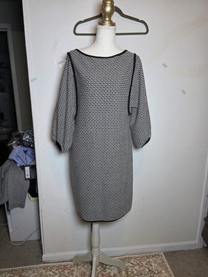 NWT Max Studio Black & White Geometric Knit Shift Dress - Small