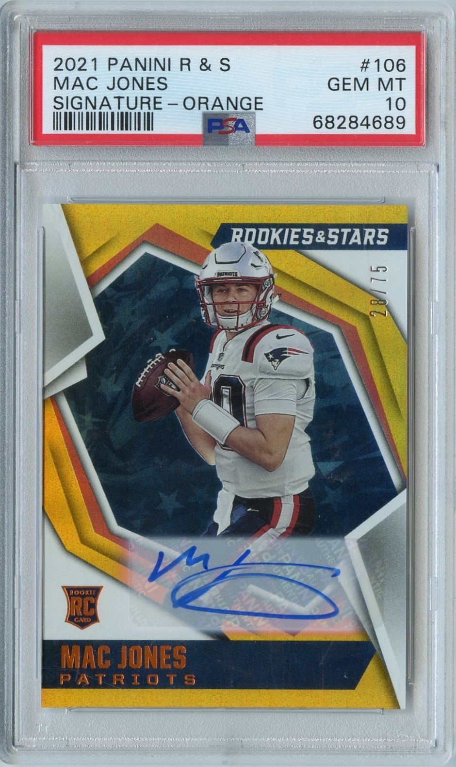 Mac Jones Panini Rookies & Stars #106 Signature-Orange