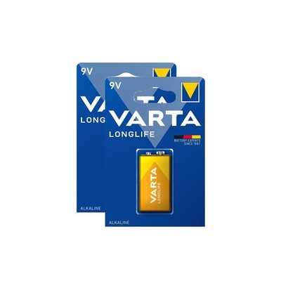 2x VARTA LongLife 6LR61 Alkaline Batterie 9 Volt E-Block MN1604 4122 9V