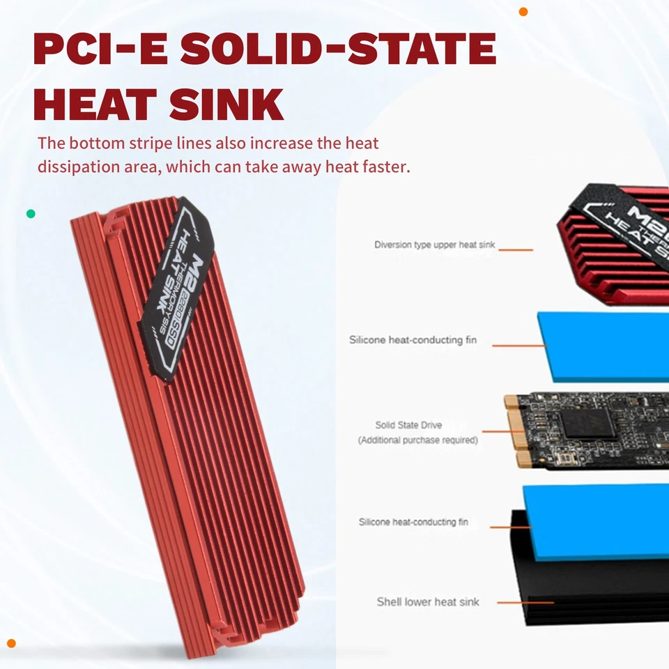Ultrathin M.2 SSD Heat Sink M2 2280 Solid State Hard Disk Aluminum Heatsink8440 - Image 2 of 4