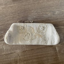 Vintage Antique Beaded Ivory Clutch Handbag Made in Belgium Bag Clasp Closure