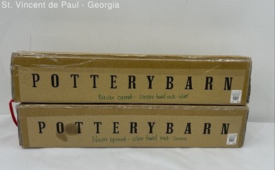 Pottery Barn Sussex 18'' Towel Rack Polished Chrome Bathroom Wall Storage New x2
