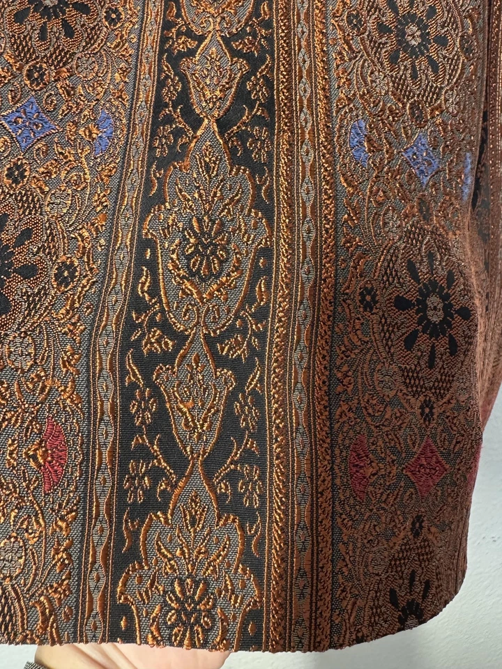 The Limited Falda Mujer 8 Marrón Negro Jacquard Brocado Tapiz Hecho en Italia Foto 2 de 4