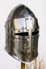 Crusader Knight Helmet: 18 Gauge Steel Medieval Templar Armor - Cosplay, LARP