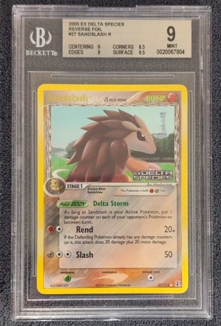 2005 POKEMON EX DELTA SPECIES SANDSLASH-REVERSE FOIL BECKETT 9 NEW CERT