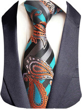 3.15" 8cm Fashion Striped PaisleyTies Mens Plaid Flower Necktie for Wedding