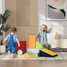 7 Piece Plush Soft Kids Playset, Climb, Crawl, Contemporary