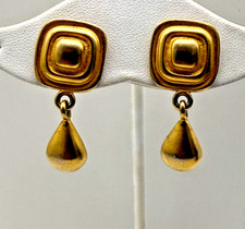 Vintage 80s Ann Taylor Gold Tone Earrings Bol...