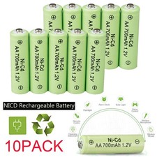 10PCS 700mAh Ni-Cd Battery 1.2V AA Rechargeable Batteries for Garden Solar Light