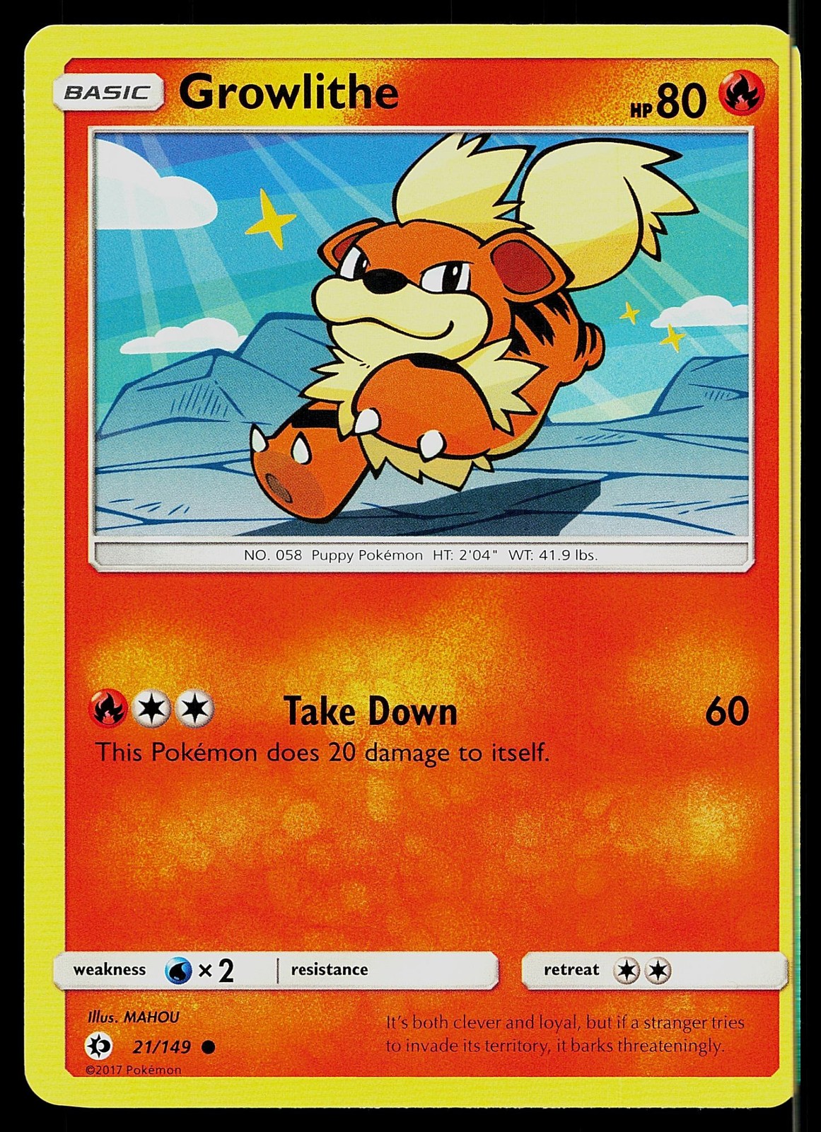 Pokemon Card SM Base Set Growlithe 21/149 Common