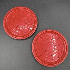 Two Used Red Tupperware Coffee Cup/Lid Coaste...