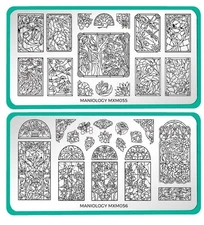 Maniology nail stamping plates MXM055 MXM056 Set Stained Glass Window Animals