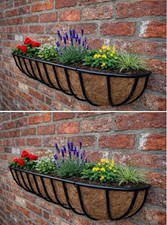 Wall Mounted Troughs Garden Baskets Metal Planters Box 91cm Country Forged 2Pcs