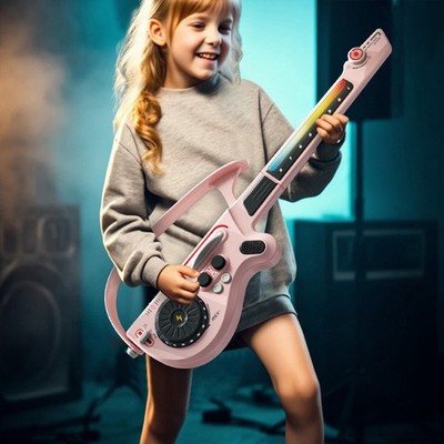 Pink Kids Guitar Toy Multifunctional Foldable Stringless Guitar | eBay UK
